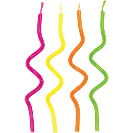 CREATIVE CONVERTING Neon Curly Candles, 3.25", 72PK 101025